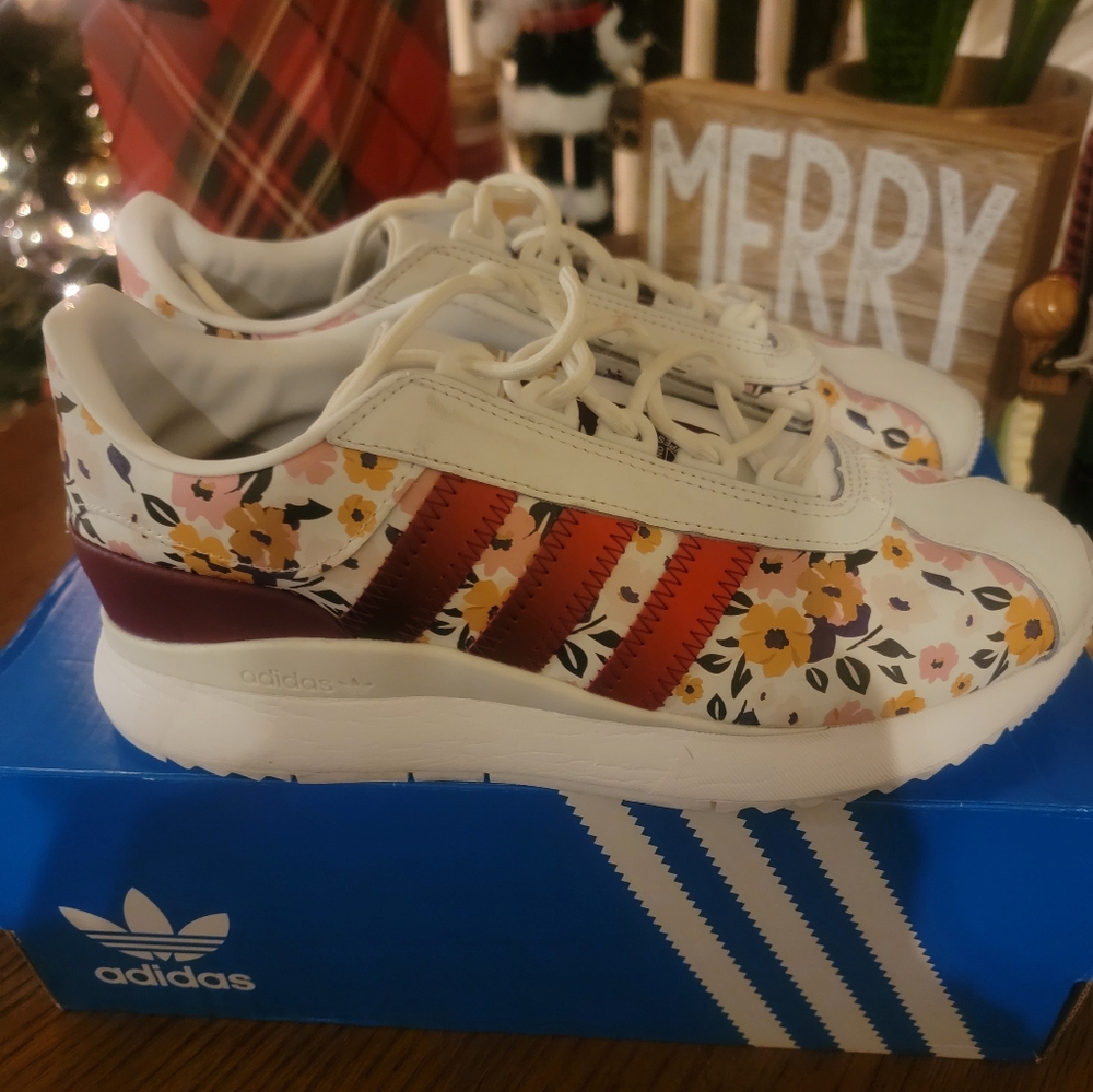 adidas Women’s Floral Sneakers in White, Red, Yellow, Pink, Purple